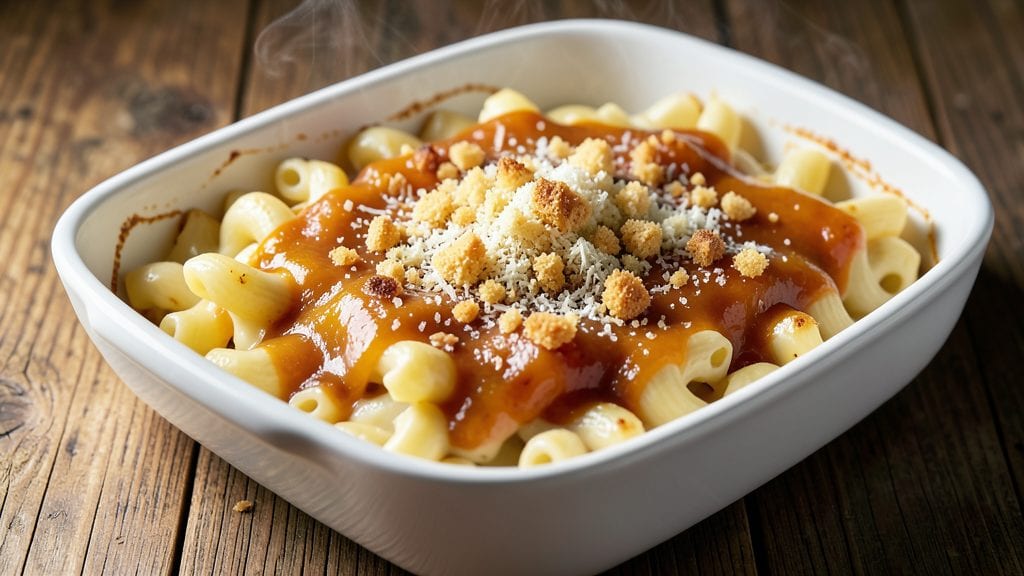 Emeril's Macaroni and Cheese Recipe: Crispy Breadcrumb Crown Over Velvety Cheddar Swirls