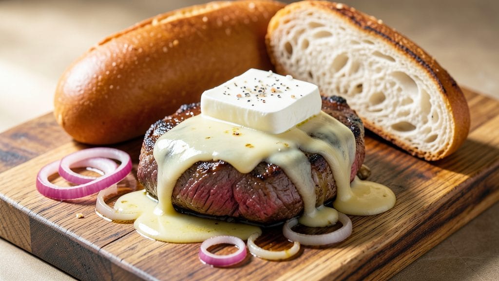 Philadelphia Cheese Steak Recipe: Crispy Provolone and Caramelized Onion Topping